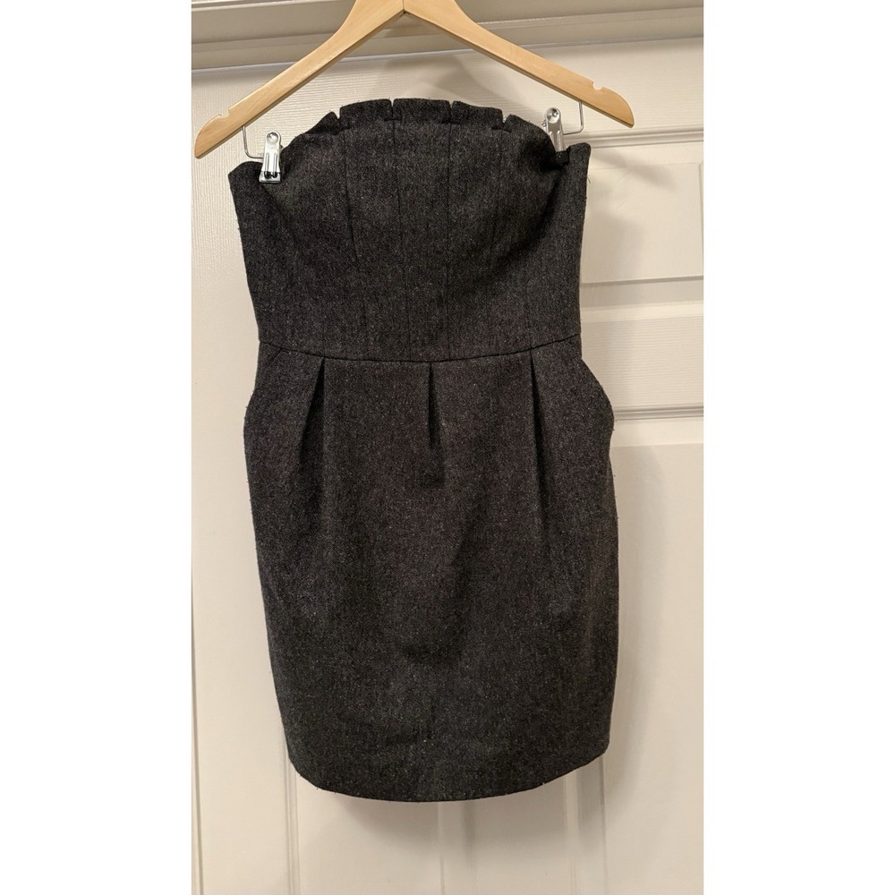 7 For All Mankind Dress Women Charcoal Grey Wool Blend Strapless Mini N0182-628I